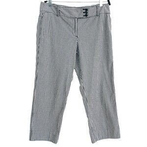 Ann Taylor LOFT Marisa Gingham Check Pants Black White Cropped Trousers Capris 8